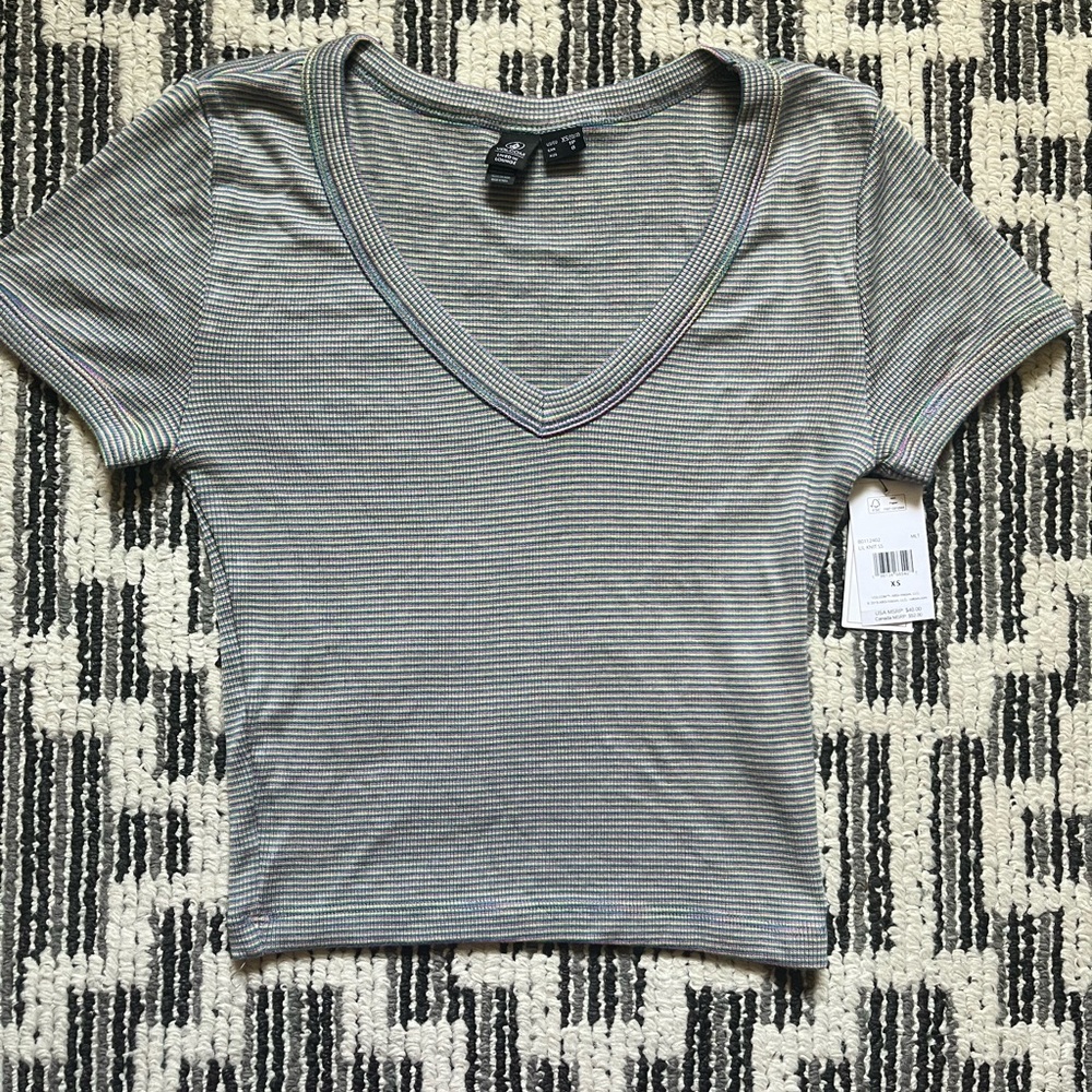 *Volcom stone V-Neck multi color Striped T-Shirt